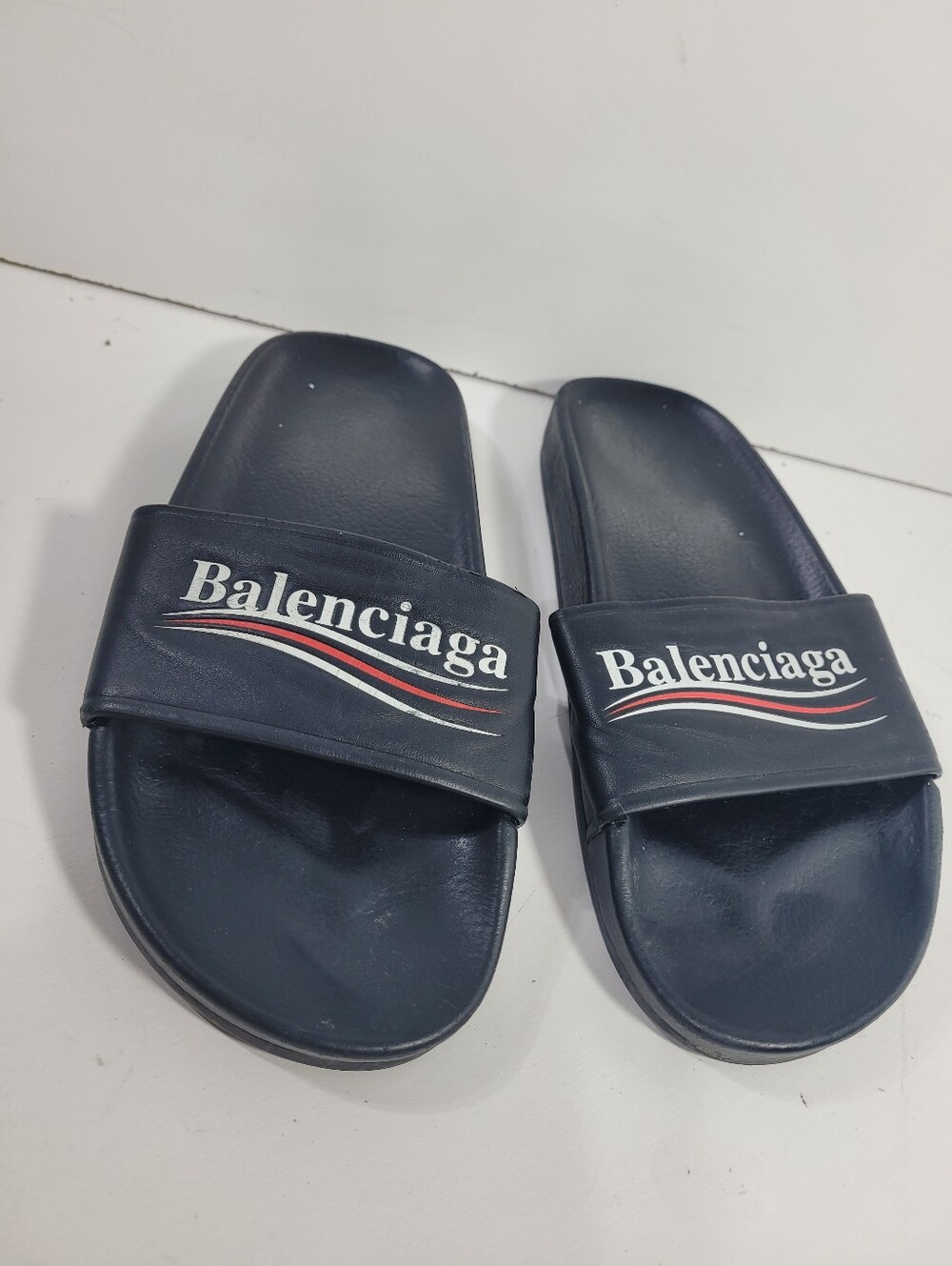 Balenciaga Women's Political Campaign Slides Black Sandals 517236 Size 37 US 7